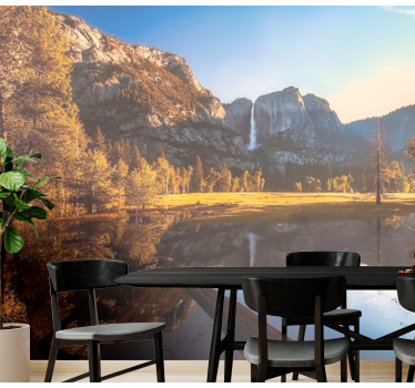 Papel pintado paisaje sereno reflejo de la montaña - TenVinilo