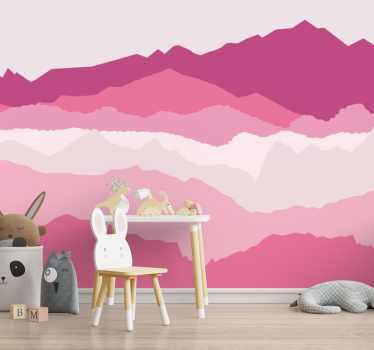 Papel pintado paisaje silueta de capa de montaña - TenVinilo