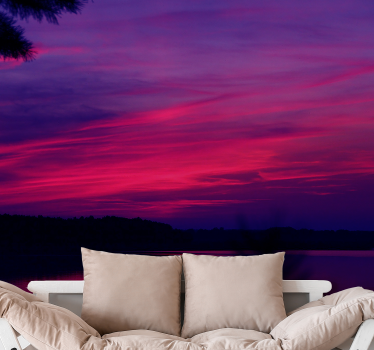 Papel pintado paisaje silueta serena del crepúsculo - TenVinilo