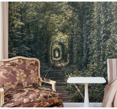 Papel pintado paisaje túnel de tren naturaleza - TenVinilo