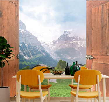 Papel pintado paisaje vista a la montaña - TenVinilo
