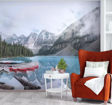 Papel pintado paisaje vista a la montaña junto al lago - TenVinilo