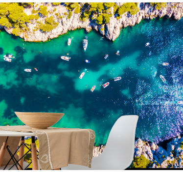 Papel pintado paisaje vista aérea de la costa - TenVinilo