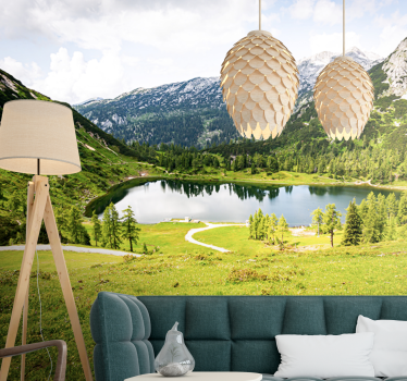 Papel pintado paisaje vista alpina escénica - TenVinilo
