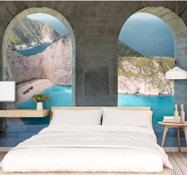 Papel pintado paisaje vista arco costero - TenVinilo