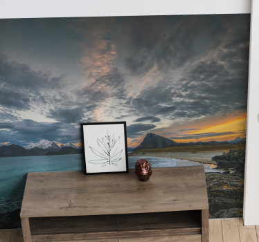 Papel pintado paisaje vista costera de montaña - TenVinilo