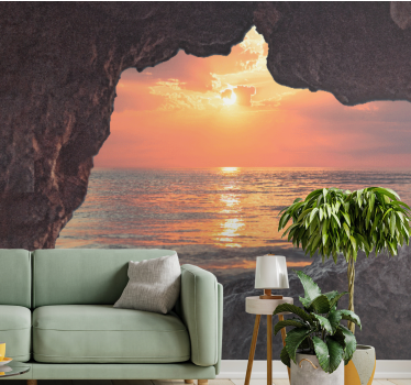 Papel pintado paisaje vista de atardecer en el mar - TenVinilo