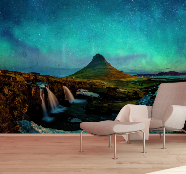 Papel pintado paisaje vista de auroras boreales - TenVinilo