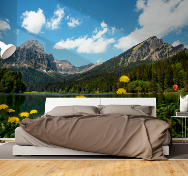 Papel pintado paisaje vista de lago en montaña - TenVinilo