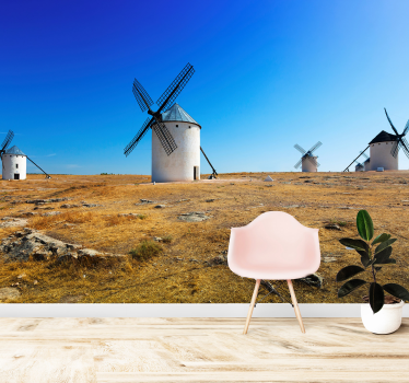 Papel pintado paisaje escena de molinos de viento - TenVinilo