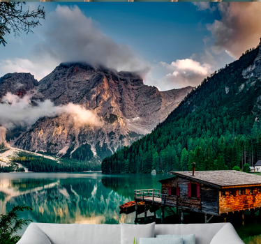 Papel pintado paisaje vista de montaña escénica - TenVinilo