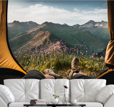 Papel pintado paisaje vista de montaña tranquila - TenVinilo