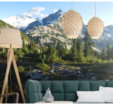 Papel pintado paisaje vista del bosque montañoso - TenVinilo