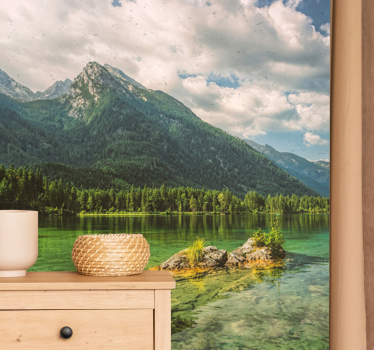 Papel pintado paisaje vista del lago en montaña - TenVinilo