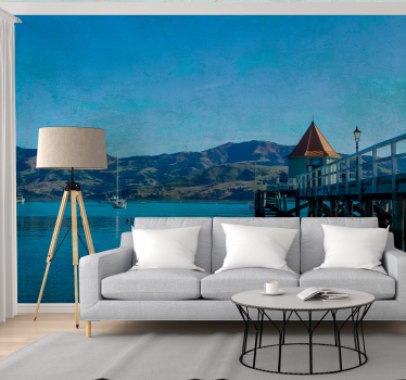 Papel pintado paisaje vista del muelle costero - TenVinilo