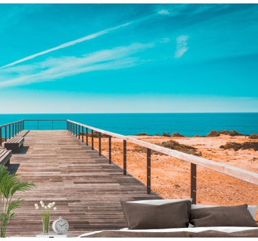 Papel pintado paisaje vista del paseo marítimo costero - TenVinilo