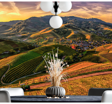 Papel pintado paisaje vista exuberante del viñedo - TenVinilo