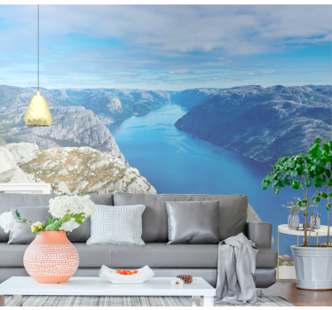 Papel pintado paisaje vista panorámica del fiordo - TenVinilo