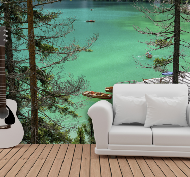 Papel pintado paisaje vista tranquila al lago - TenVinilo