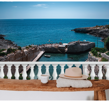 Papel pintado paisaje vista tranquila del mar - TenVinilo