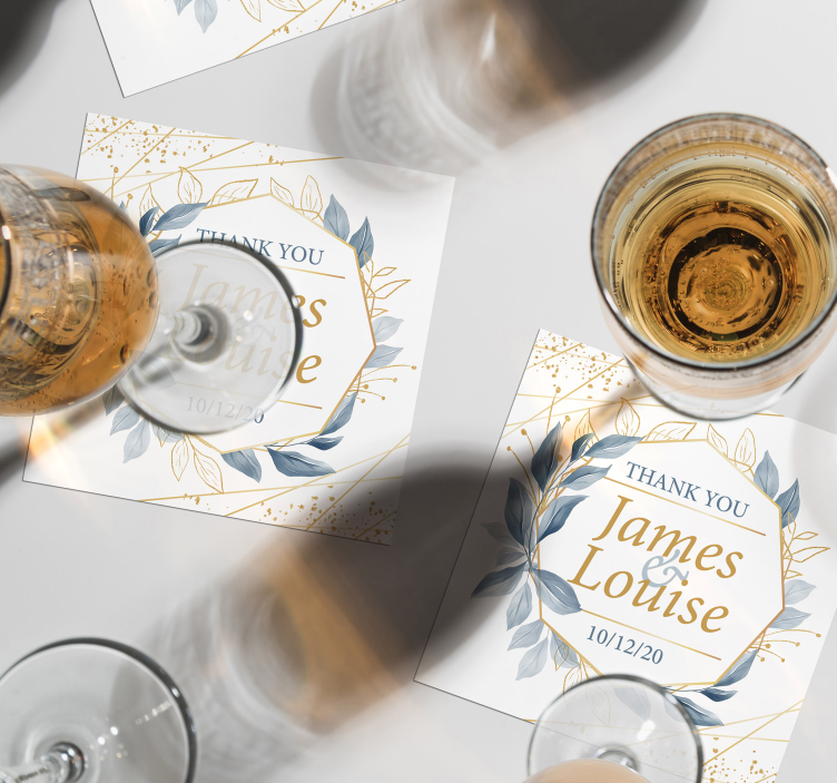 Posavasos boda tarjetas de agradecimiento elegantes - TenVinilo