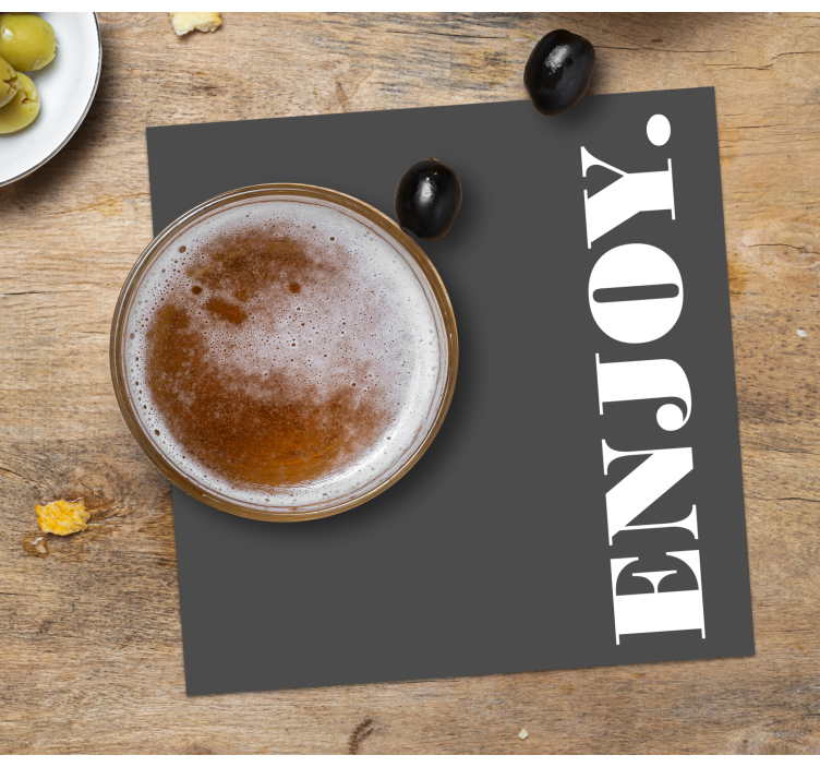 Posavasos cerveza gris oscuro texturizado disfruta - TenVinilo