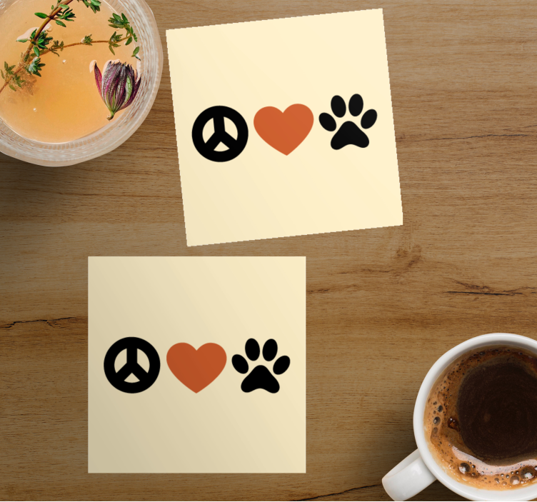 Posavasos con frases paz amor mascotas - TenVinilo