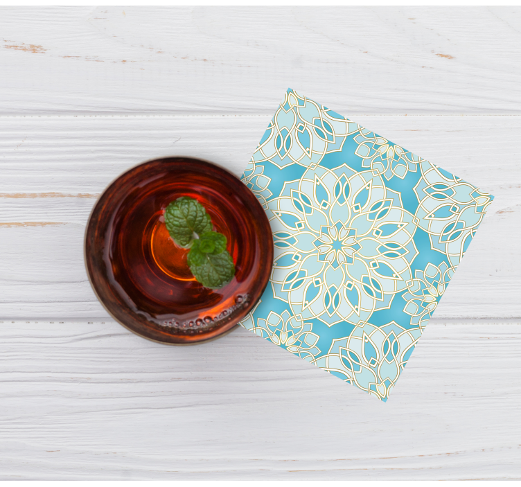 Posavasos azulejo Mandala azul delicado - TenVinilo