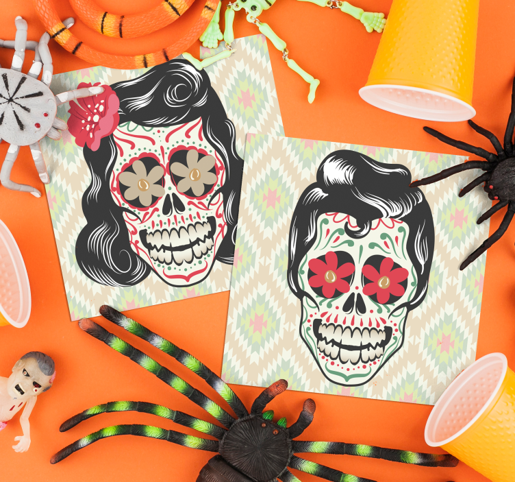 Posavasos de Halloween calaveras mexicanas - TenVinilo
