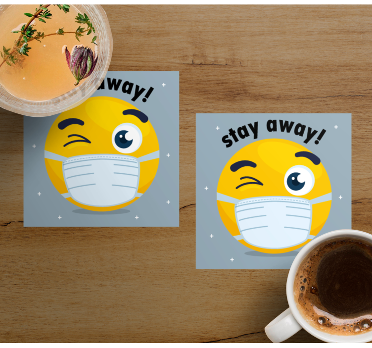Posavasos emoji guiñando con mascarilla - TenVinilo