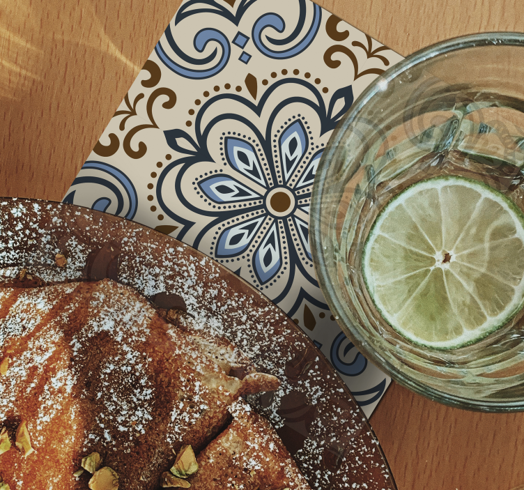 Posavasos estampado de azulejos florales - TenVinilo