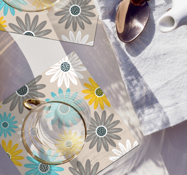 Posavasos de margaritas de colores - TenVinilo