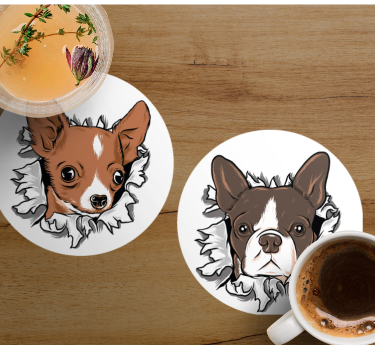 Posavasos frikis caras de chihuahua y bulldog - TenVinilo