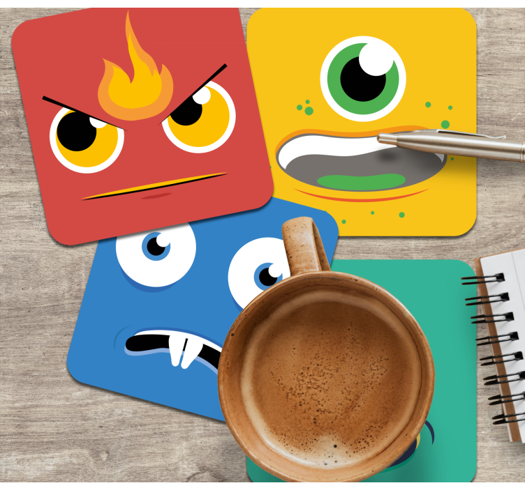 Posavasos frikis caras de monstruos coloridas - TenVinilo