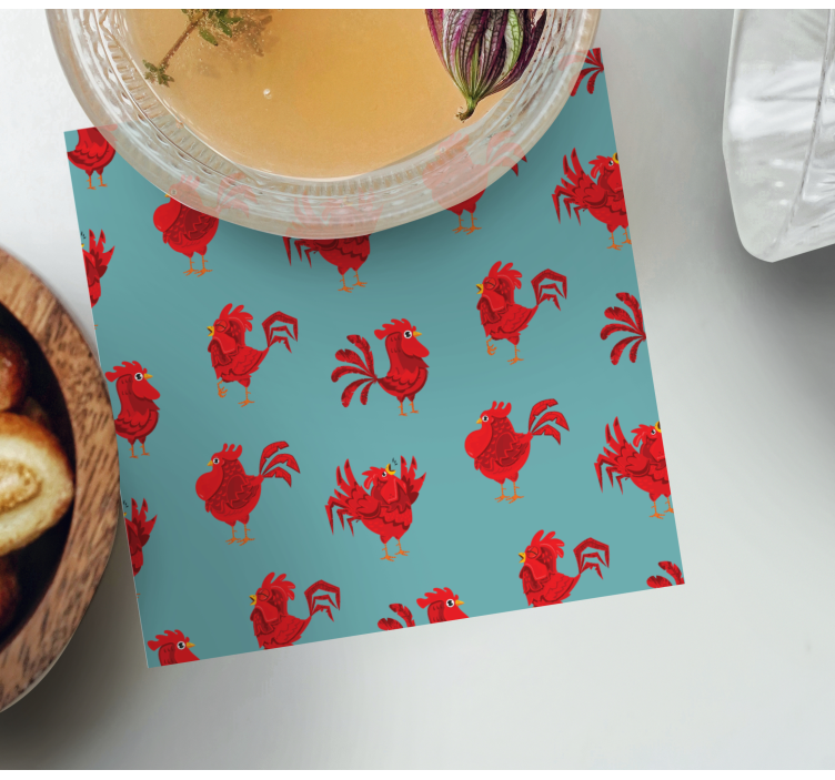 Posavasos frikis con motivo de gallo vibrante - TenVinilo
