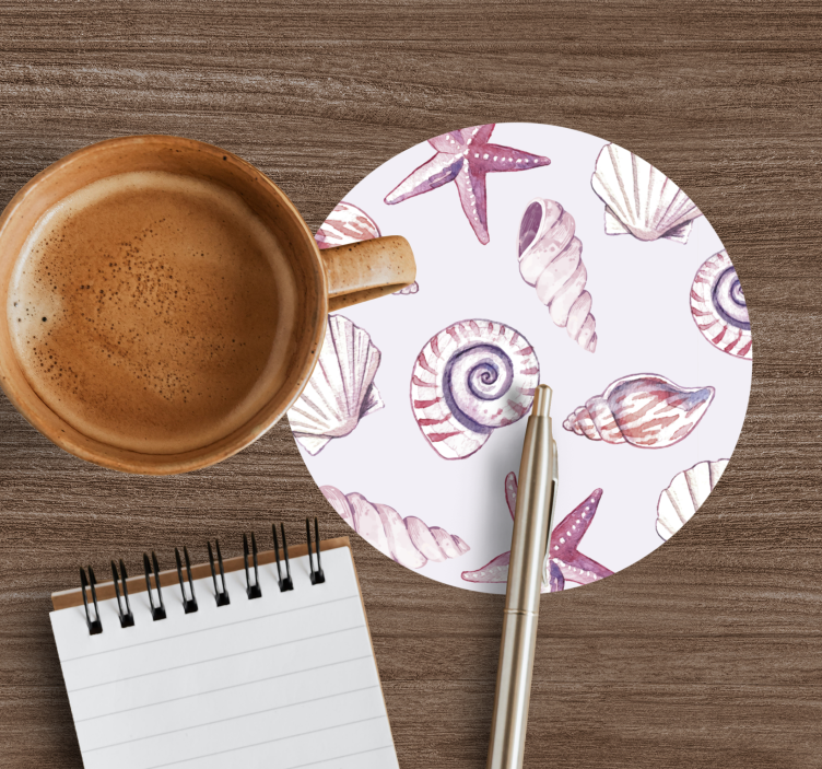 Posavasos frikis con patrones de conchas y estrellas - TenVinilo
