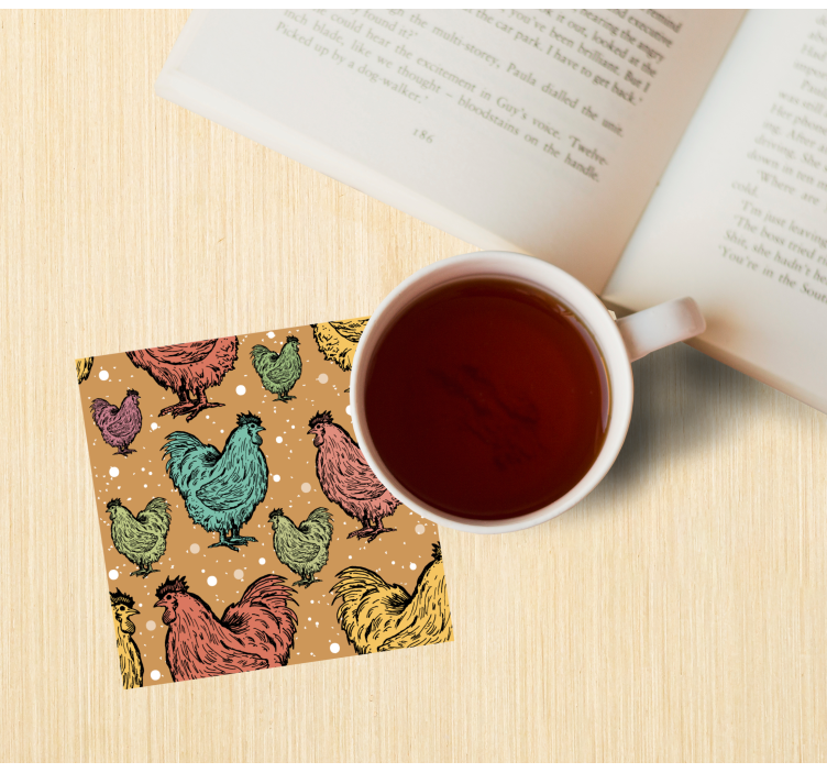 Posavasos frikis con patrones de gallinas coloridas - TenVinilo