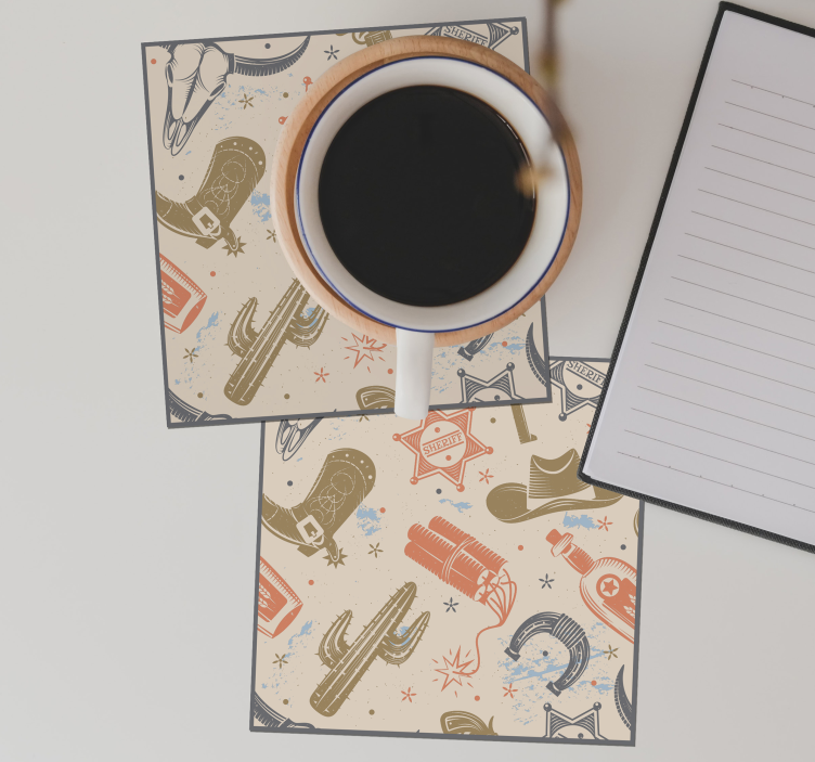 Posavasos frikis elementos de temática vaquera - TenVinilo