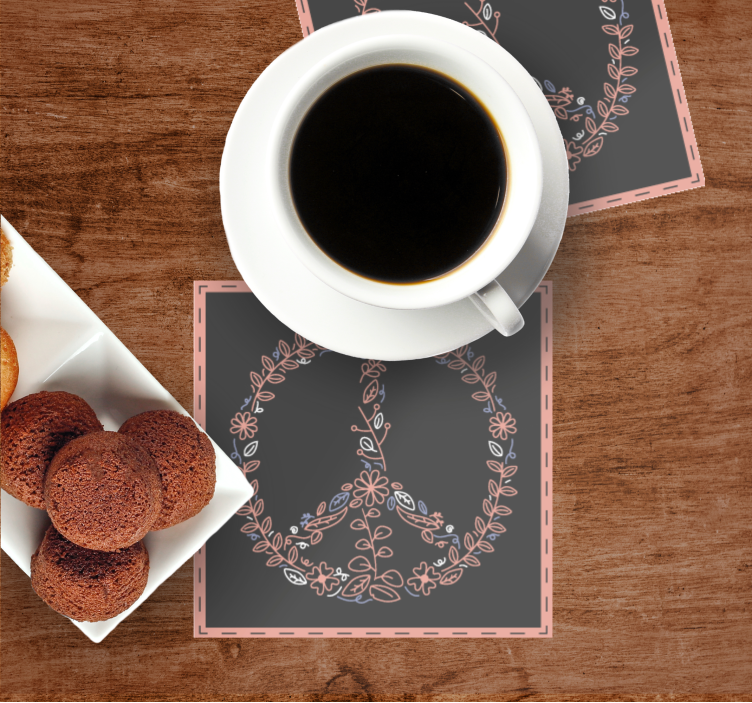 Posavasos frikis emblema floral de paz - TenVinilo