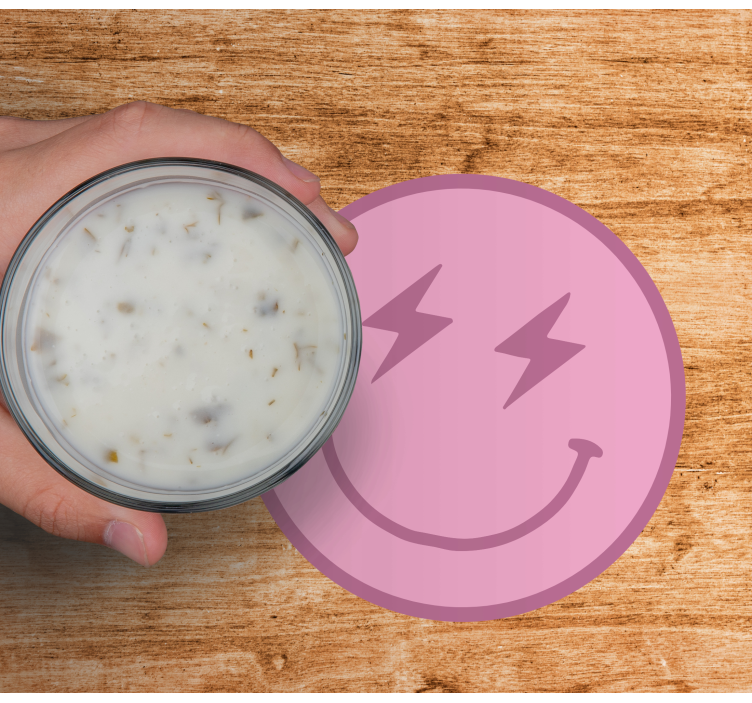 Posavasos frikis emblema sonriente rosa divertido - TenVinilo