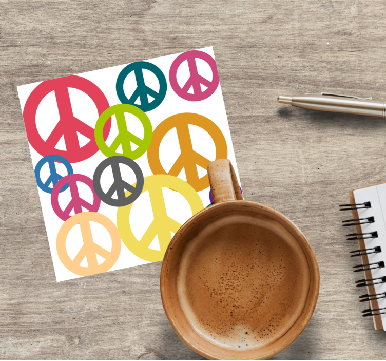 Posavasos frikis iconos de paz vibrantes - TenVinilo