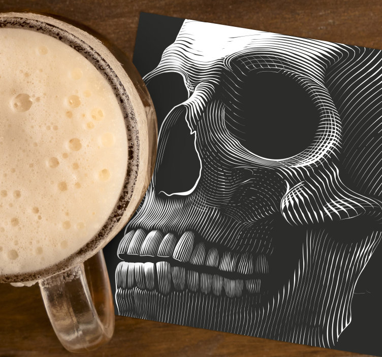 Posavasos frikis ilustración de calavera estilizada - TenVinilo