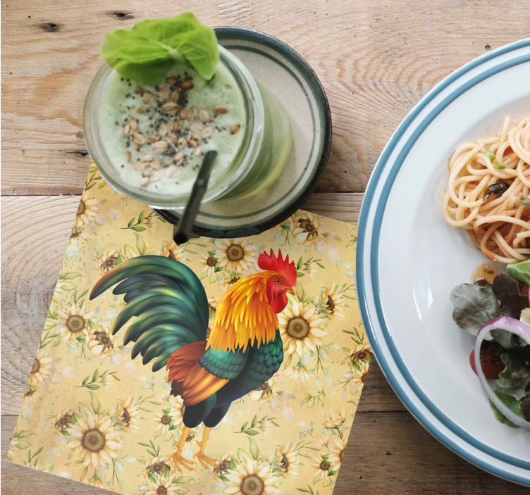 Posavasos frikis ilustración de gallo colorido - TenVinilo