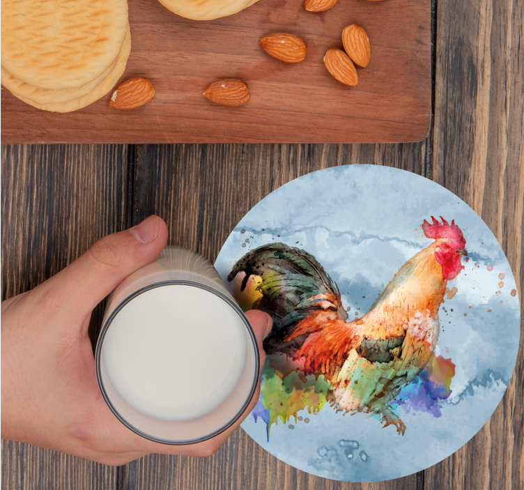 Posavasos frikis ilustración de gallo vibrante - TenVinilo