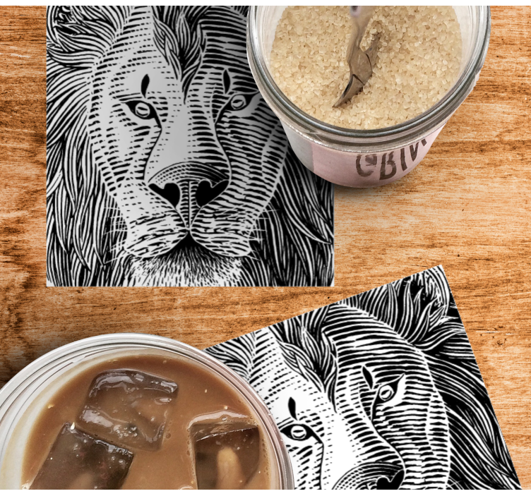 Posavasos frikis ilustración de león detallada - TenVinilo