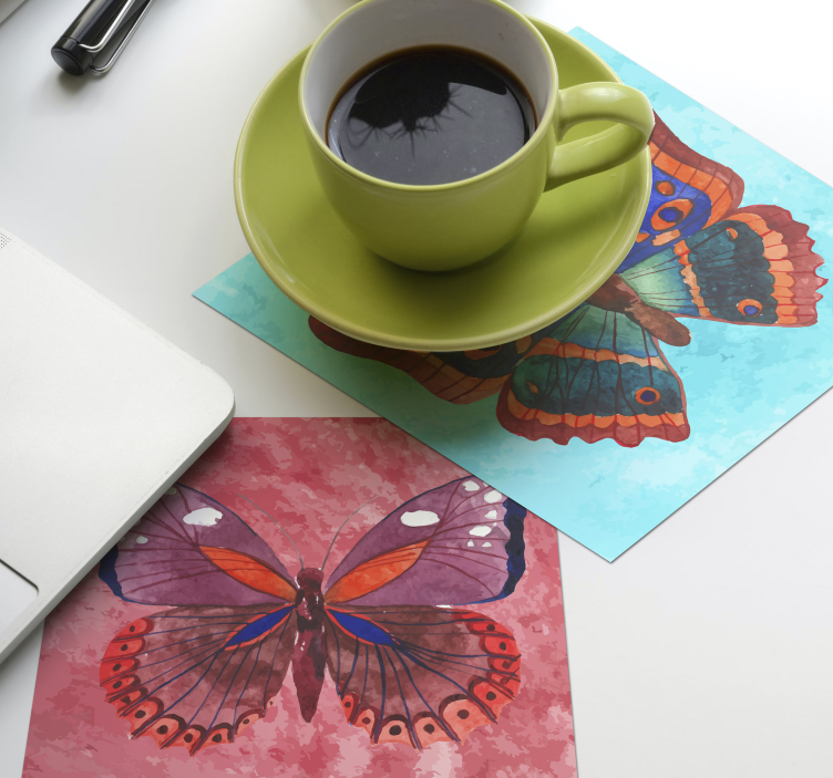 Posavasos frikis ilustración de mariposa colorida - TenVinilo