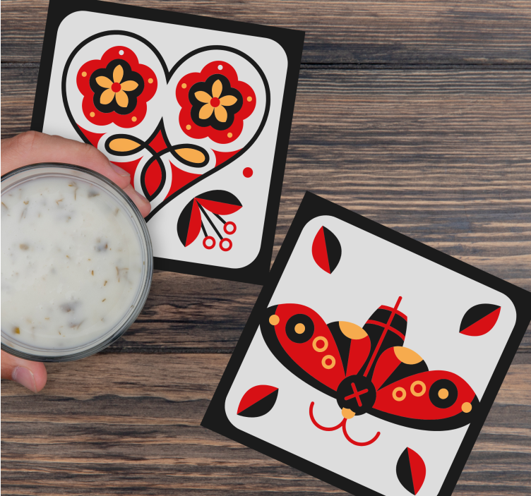 Posavasos frikis motivos de corazones y mariposas - TenVinilo