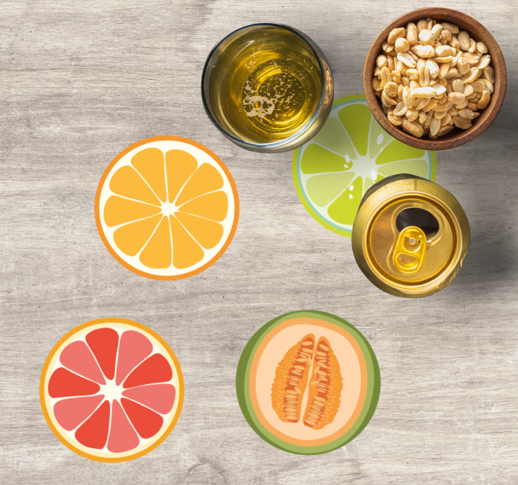 Posavasos frikis motivos de rodajas de fruta - TenVinilo