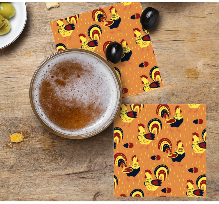 Posavasos frikis patrón colorido de gallo - TenVinilo