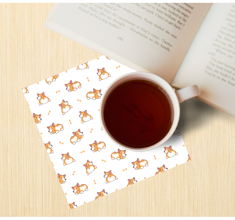 Posavasos frikis patrón de corgis juguetones - TenVinilo